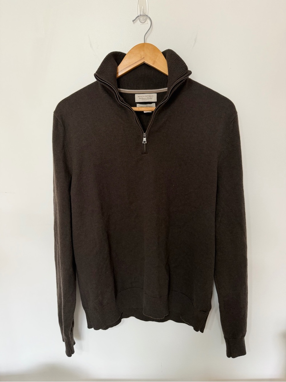 Banana Republic Cotton Cashmere Brown Quarter Zip Sweater Pullover Men’s M